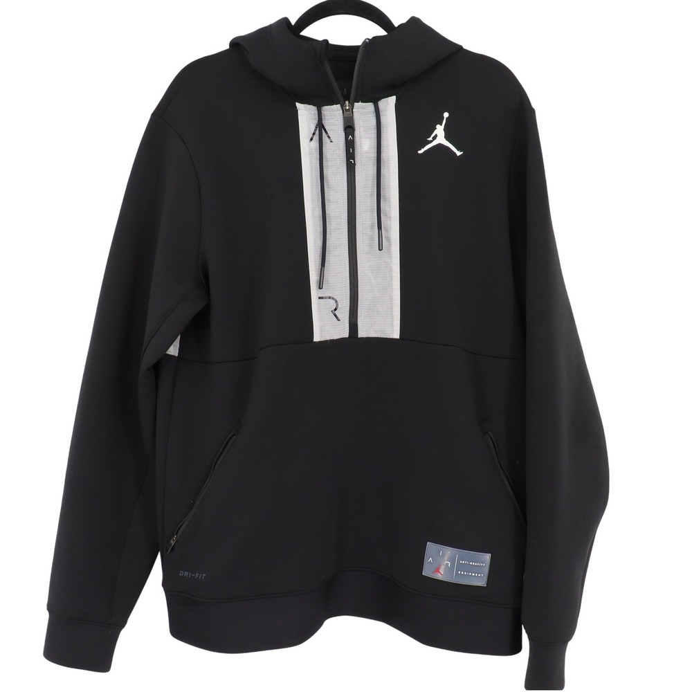 Jordan Air Anti-Gravity Equipment Dri-FIT 1/4 Zip Hoodie Mens Size Large Black